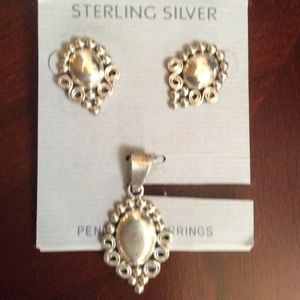 Sterling Silver Pendant and Earrings